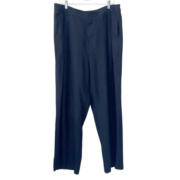Gap Linen Blend Wide Leg Pants Womens 18 Plus Black Pockets Office Flowy Matrix - Picture 1 of 8
